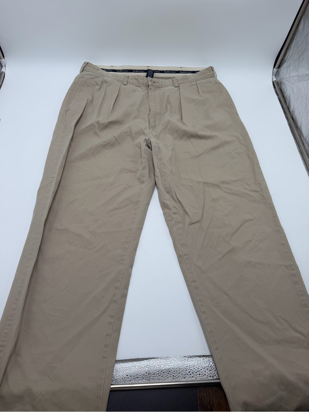 Vintage Polo Ralph Lauren Chino Pants Mens 38x34 Khaki Pleated Classic Fit